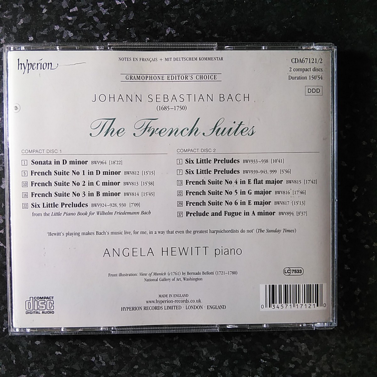c（hyperion、2CD）ヒューイット　バッハ　フランス組曲　Angela Hewitt Bach French Suites_画像2