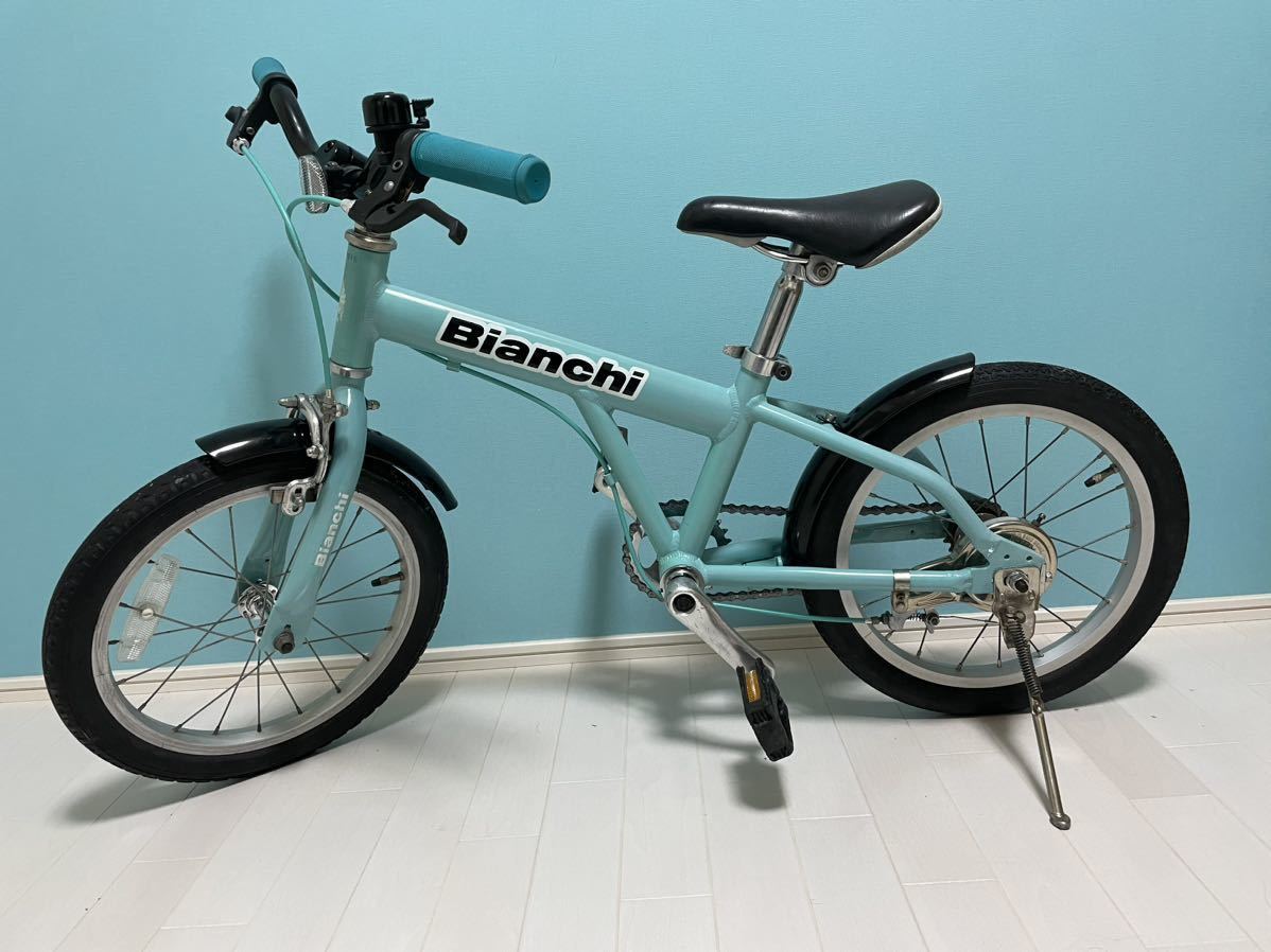 【希少品&カスタム】Bianchi Bambino（ビアンキ バンビーノ） サイズ：１６インチ カラー：チェレステ アルミ 子供用自転車の画像1