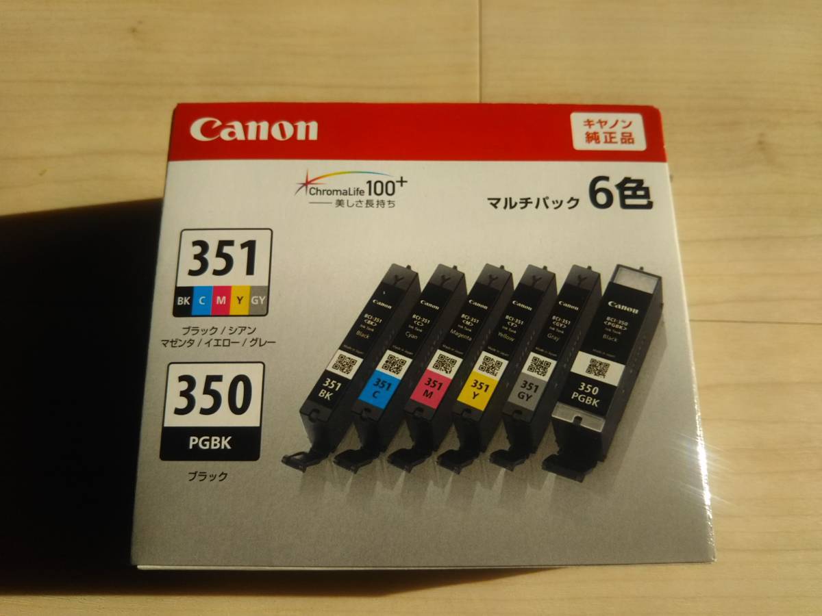 Canon / 　純正インクタンク 　マルチパック 6色　351(ブラック / シアン / マゼンタ / イエロー/グレー)　350PGBK（ブラック) 期限切れ_画像1