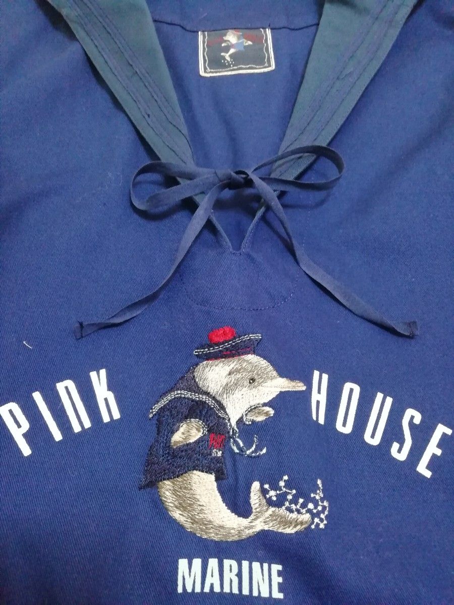 最終価格   ピンクハウス イルカ刺繍 セーラートップス 青