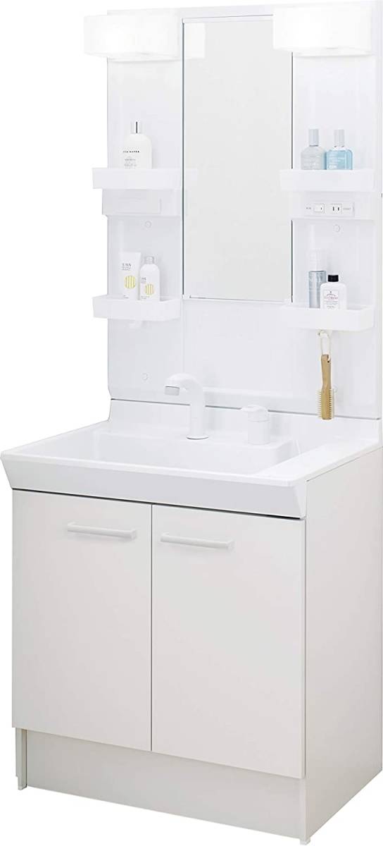 激安大特価！ 新品☆LIXIL(リクシル) INAX 洗面化粧台 シャワー水栓 ホワイト 間口750mm　送料無料20 洗面化粧台（鏡つき）