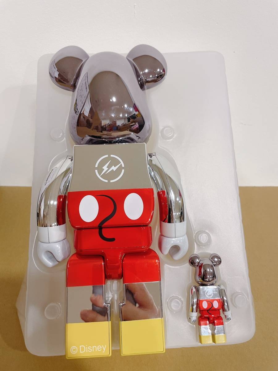 中古 美品 BE@RBRICK fragment design MICKEY MOUSE COLOR Ver.100% & 400%　90周年 Disney 藤原ヒロシ_画像4