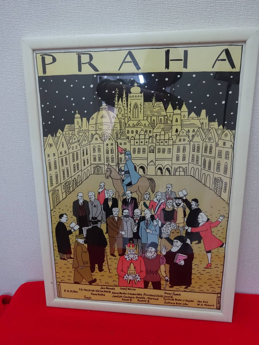 ■□フレーム付き　イラストポスター　Jiri Votruba/イジー・ヴォトルバ　「PRAHA」　インテリア装飾　⑳□■_画像1