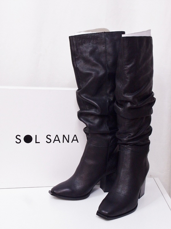 W* unused goods! SOL SANA(sorusana) leather long boots Roo z38 black nm4420196253