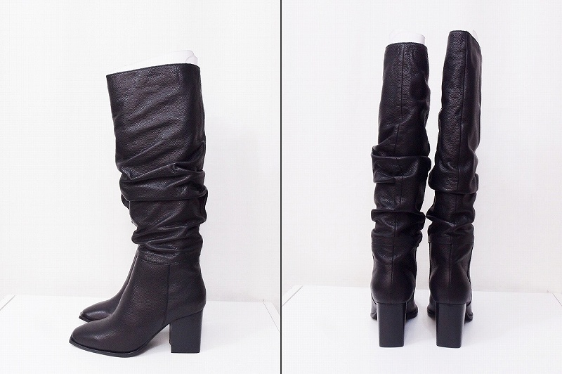 W* unused goods! SOL SANA(sorusana) leather long boots Roo z38 black nm4420196253