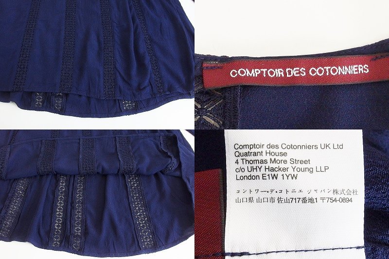 S*コントワー デ コトニエ COMPTOIR DES COTONNIERS 長袖　レース　ワンピース　キャミソール付き 9 ネイビー ok4218183882_画像4