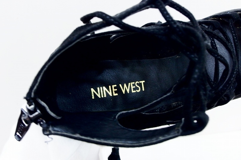 S* Nine West NINE WEST gladiator sandals suede 5 1/2 M black kz4422198555