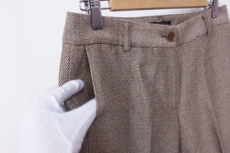  unused goods!lapis Beams LAPIS LUCE cropped pants 38 lame / brown group nm4602200370