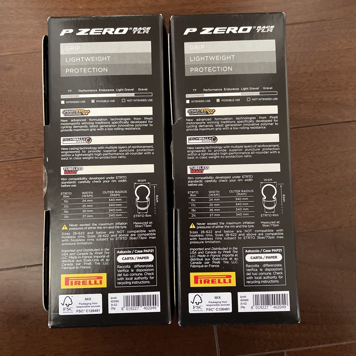 ２本セット Pirelli P Zero Race TLR Tire 26-622(700×26c) ピレリ P ゼロ レッド/赤　チューブレスレディ 新品未使用品_画像2