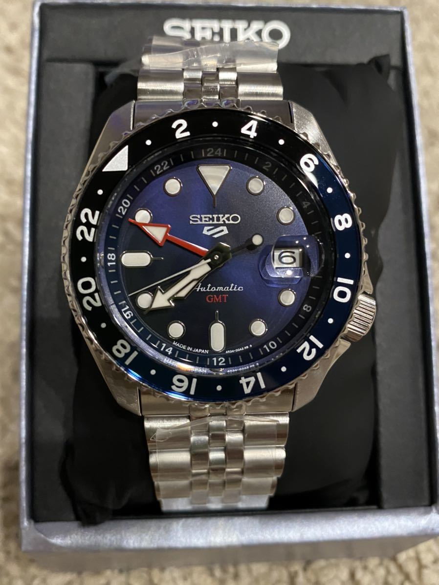 新品未使用 seiko5 sports GMT ネイビー ＳＢＳC００３ 腕時計 箱保証書付 腕時計