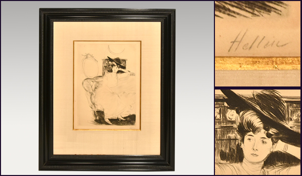 [ genuine work ] paul (pole) *se The -ru*e dragon Paul Csar Helleu copperplate engraving Hara person image pencil autograph frame equipped woodcut copper version etching picture paper .y0746