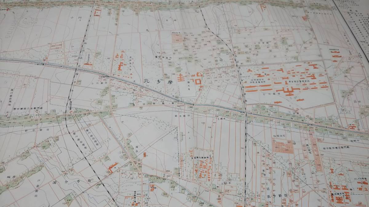 小平学園　東京都　古地図　 地形図　地図　資料　46×57cm　テープ　昭和22年測量　　昭和30年印刷　発行　　B2303_画像2