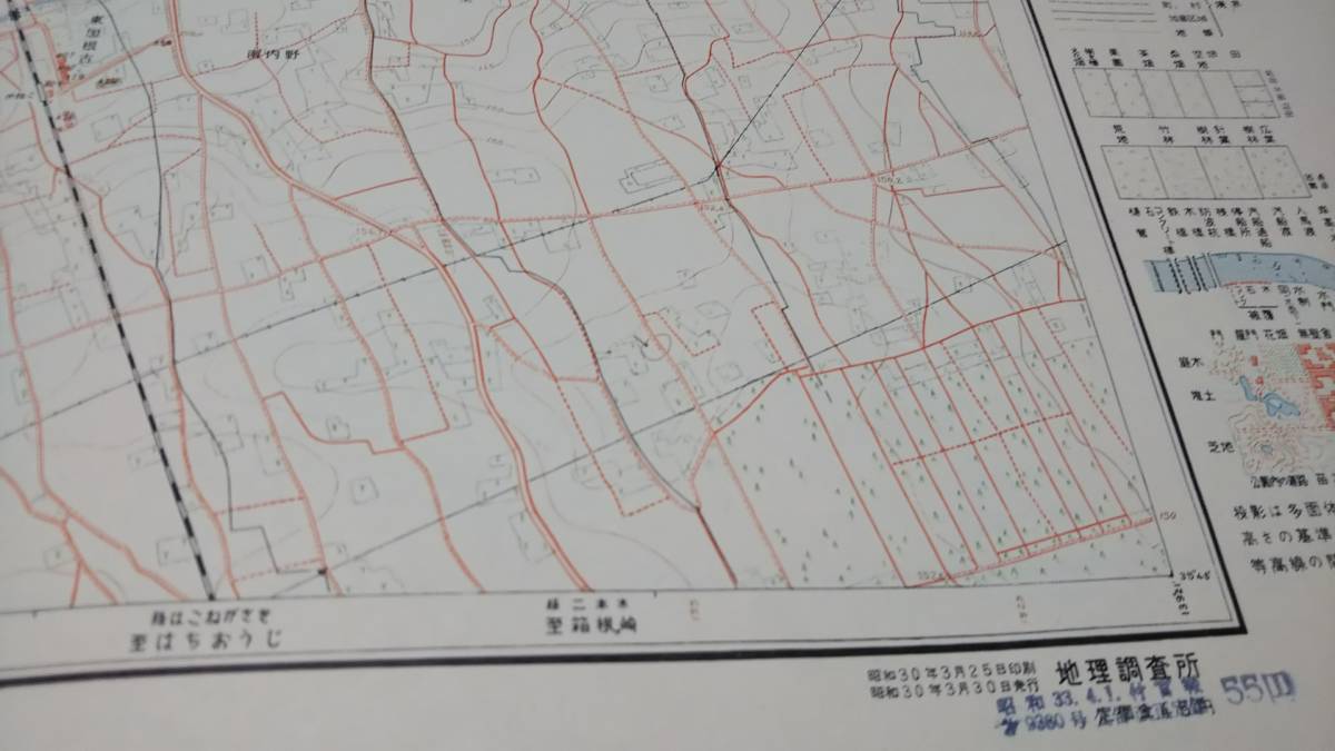 今井　青梅市　東京都　埼玉県　古地図　 地形図　地図　資料　46×57cm　　昭和21年測量　昭和30年印刷　発行　　B2303_画像5