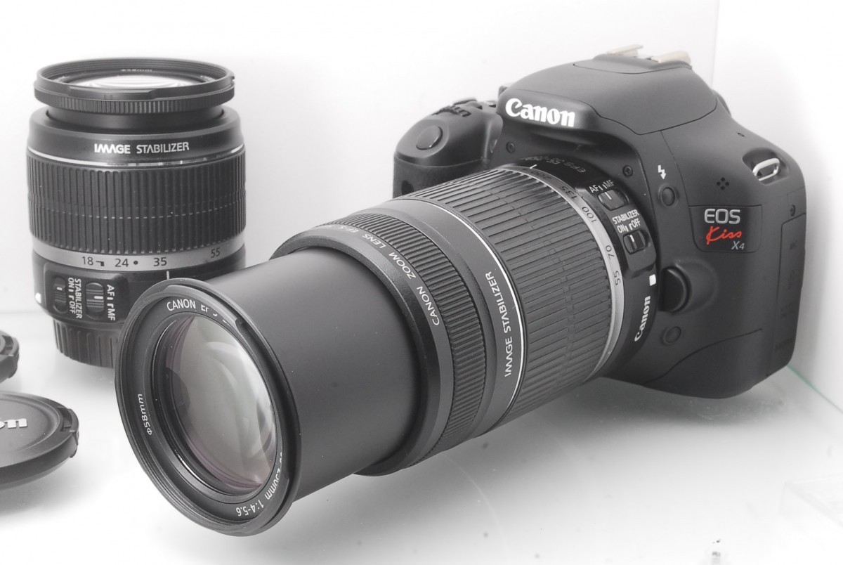 一眼レフカメラ 初心者 Canon EOS Kiss X4 ダブルズームレンズセット 整備 センサークリーニング【中古】【送料無料】