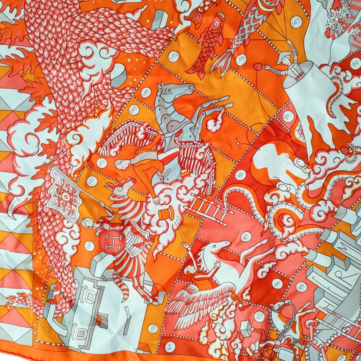 美品 21AW HERMES エルメス シルク 100% L Epopee d Hermes エルメス