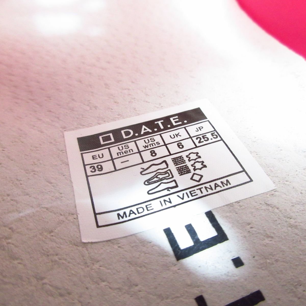 美品 D.A.T.E. デイト チェック柄 レザー ローカット レースアップ スニーカー 25.5cm ピンク系 023_画像8