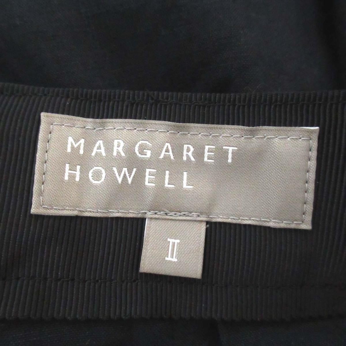 美品 22SS MARGARET HOWELL マーガレットハウエル ミモレ丈 タックプリーツ リネン スカート 2サイズ 黒 ブラック C0301_画像7