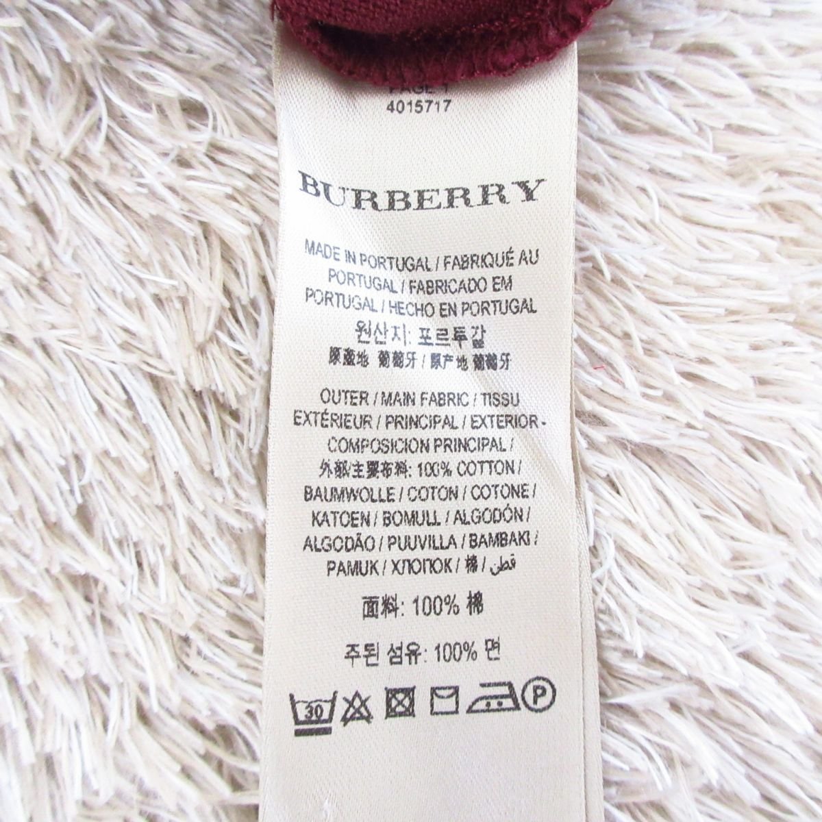  прекрасный товар BURBERRY LONDON ENGLAND Burberry London Англия plate Logo олень. . рубашка-поло с коротким рукавом cut and sewn M бордо 032