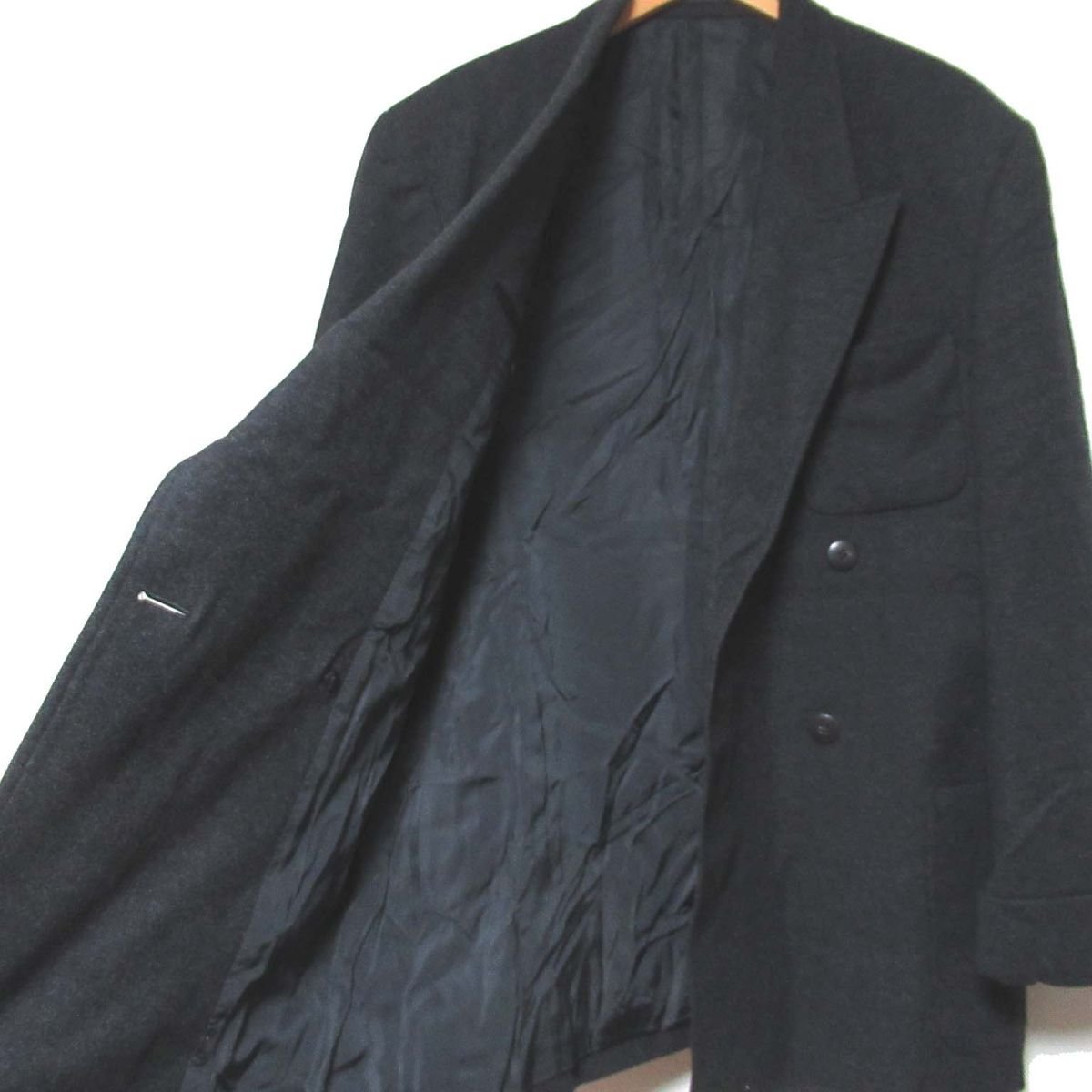 美品 初期 ヨウジヤマモトプールオム ヴィンテージ ダブルブレスト ウール テーラードジャケット Mサイズ チャコールグレー C0302の画像3