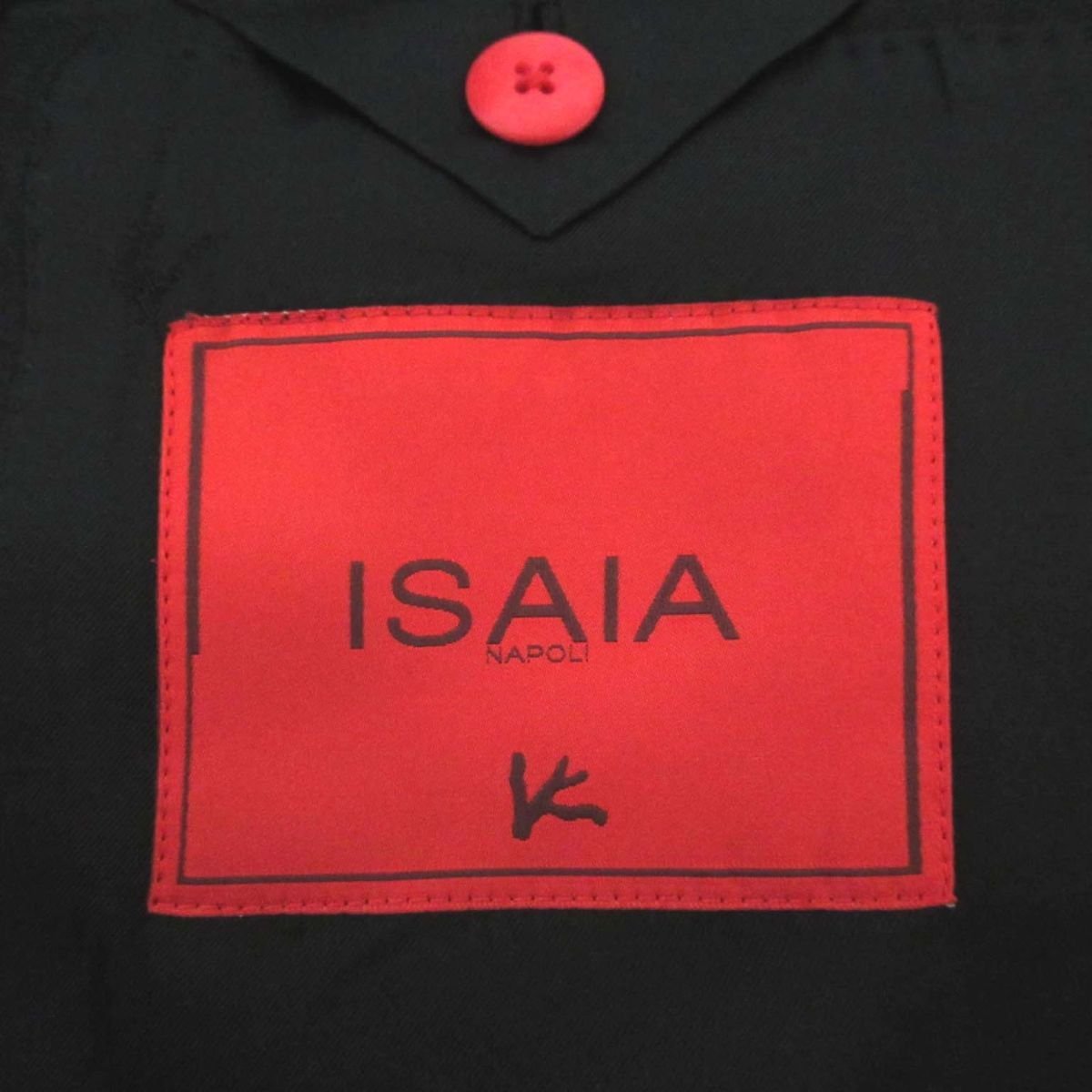 クリーニング済 美品 ISAIA Napoli イザイア 段返り3B スーツ セットアップ テーラードジャケット+スラックスパンツ 52 8R ブラック C0304_画像10