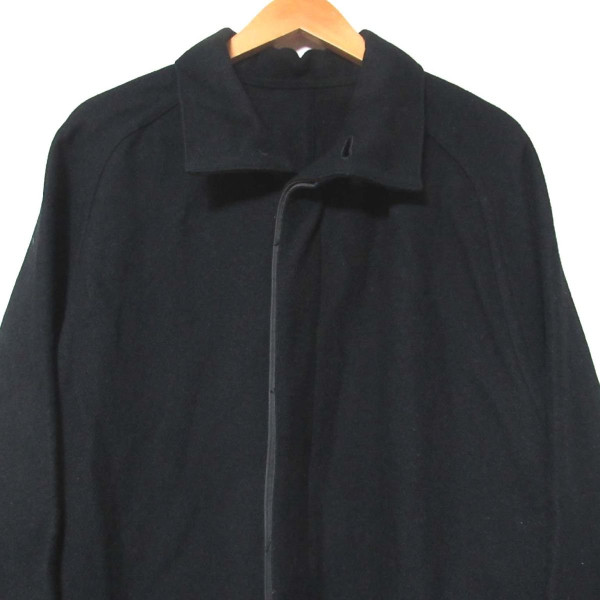 美品 最初期タグ Y's ワイズ ヨウジヤマモト 80s ヴィンテージ ウール オーバーサイズ ステンカラーコート ロングコート 黒 ブラック C0304_画像3