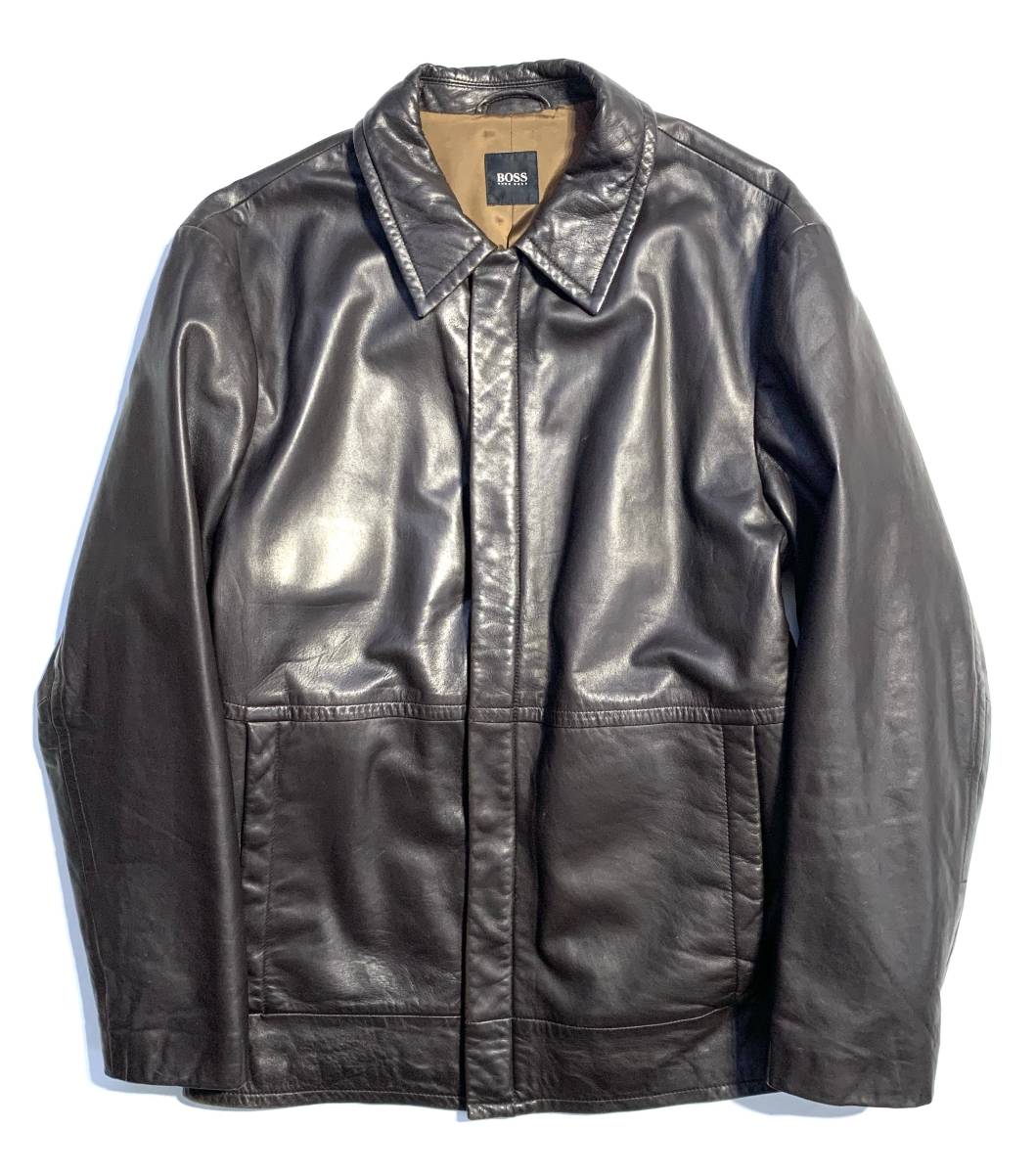 しておりま 定価20万程【52(XL)】HUGO BOSS ヒューゴボス レザー