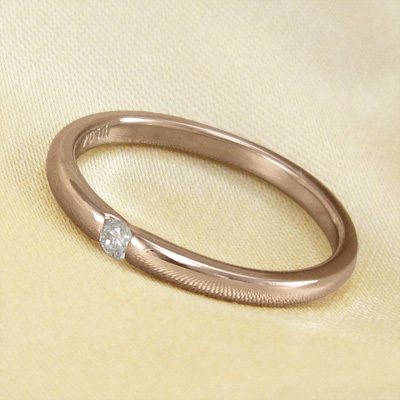 結婚指輪にも レディース 10kピンクゴールド 1粒石 ダイヤモンド 4月誕生石 - 3
