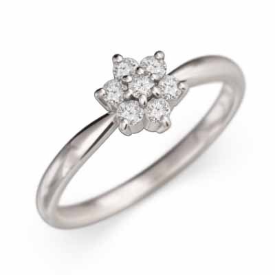 指輪 花 フラワー ダイアモンド 4月誕生石 k10ホワイトゴールド