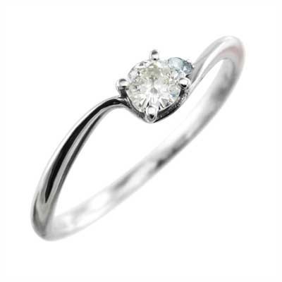 プラチナ900 指輪 細身 指輪 アクアマリン 天然ダイヤモンド 3月誕生石