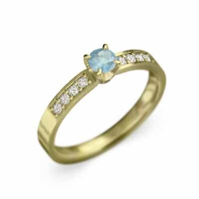 指輪 ブルートパーズ(青) 天然ダイヤモンド イエローゴールドk18 11月誕生石