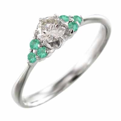 プラチナ900 オーダーメイド 結婚指輪 にも エメラルド 天然ダイヤモンド 5月の誕生石