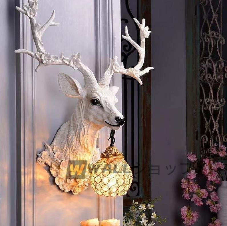 美品 室内芸術☆ウォールライト鹿首 照明 ベッドサイドライト 雰囲気 