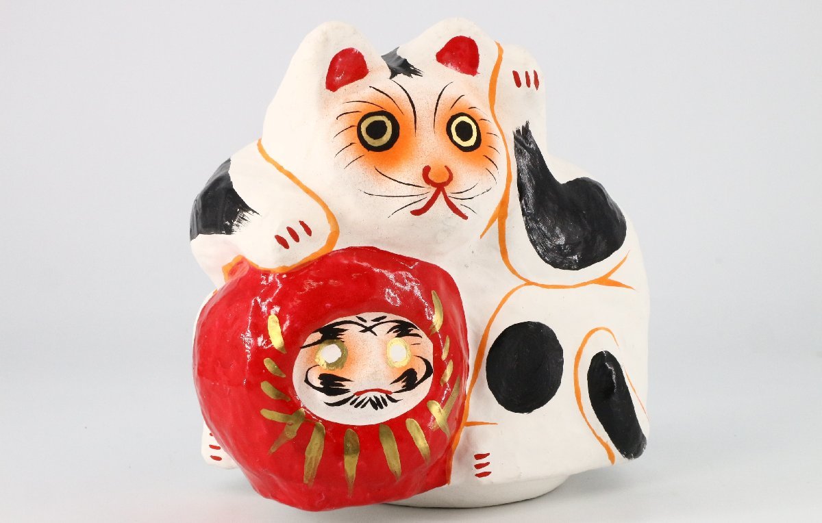 多摩張子 だるま寄り猫 郷土玩具 東京都 民芸 伝統工芸 風俗人形 置物-