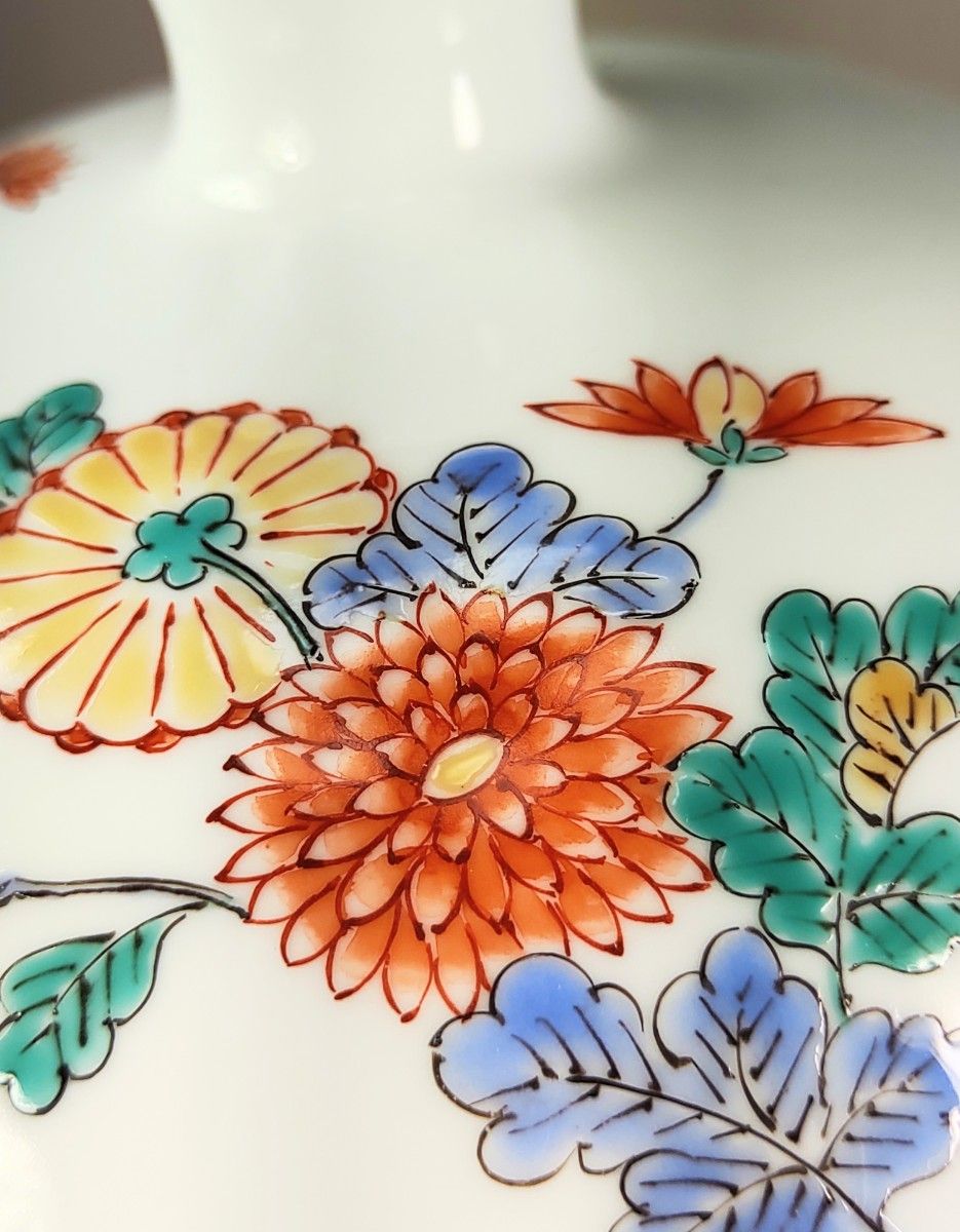 未使用　有田焼　高麗庵　清六窯　中村清六　色絵　花鳥紋　花瓶　美品　希少