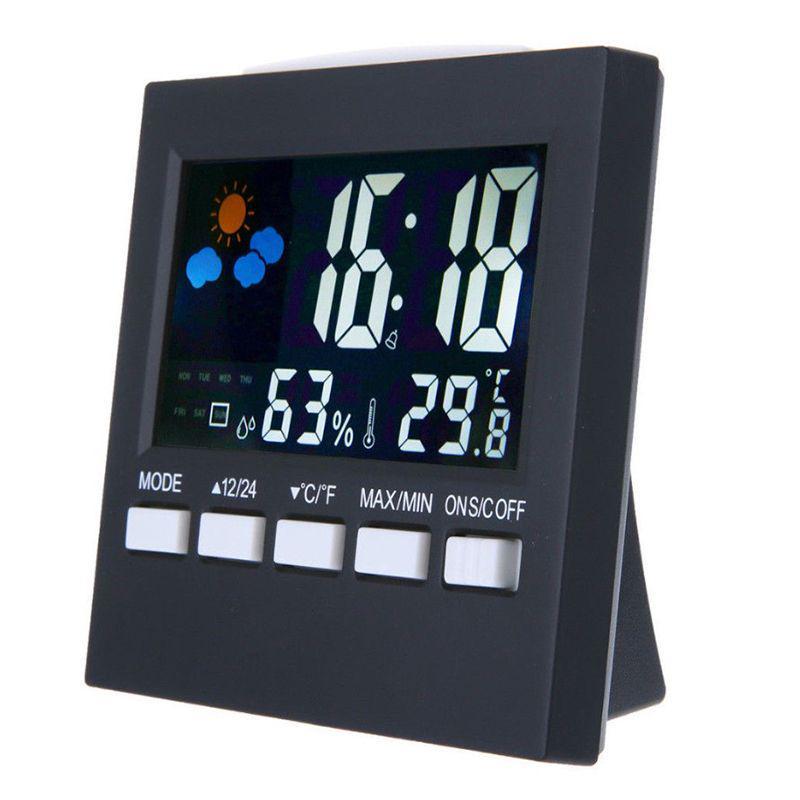 置き時計 　置時計　照明機能付き 湿度計 温度計 天気予報　目覚まし時計　便利　早起き　デジタル_画像1