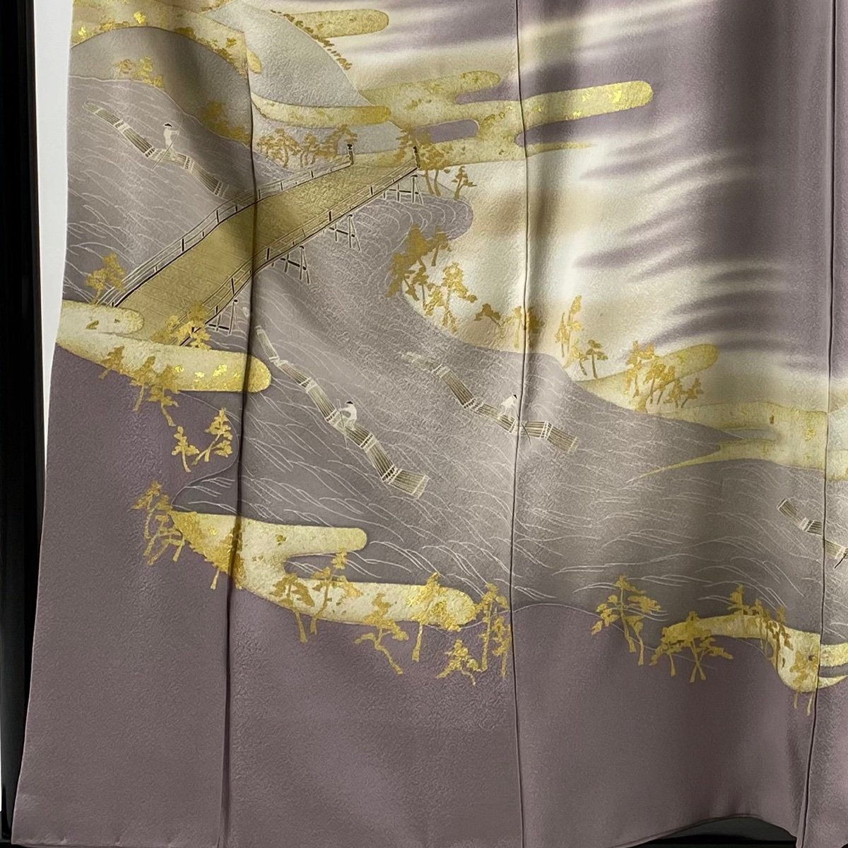 色留袖 秀品 落款 ぼかし 一つ紋 袷 身丈160cm 金彩 S 橋 風景 裄丈