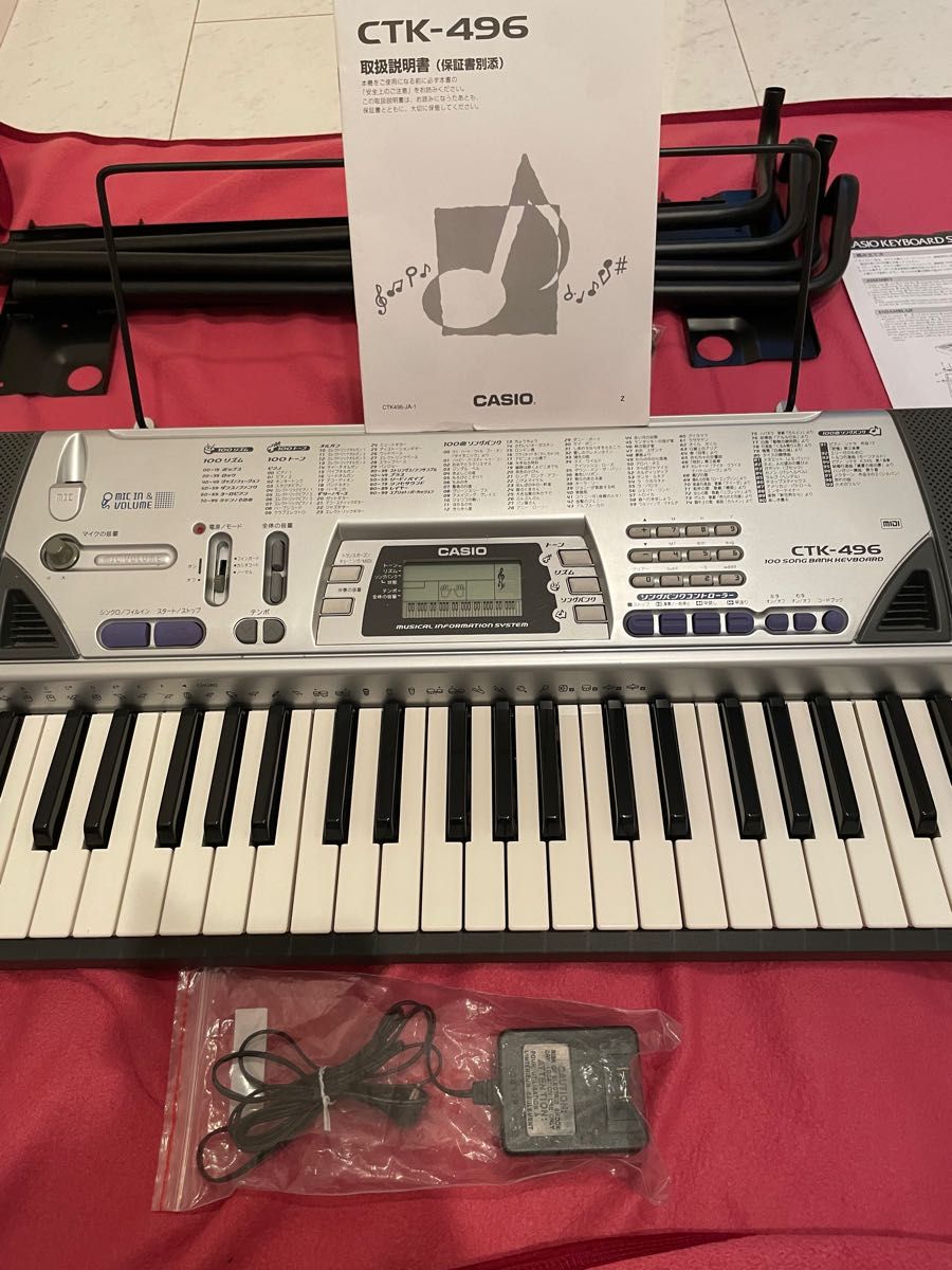 美品 】CASIO 電子キーボード CTK-496 61鍵盤 100音色 100リズム 美品 】CASIO 電子キーボード CTK-496 61鍵盤 100音色 100リズム