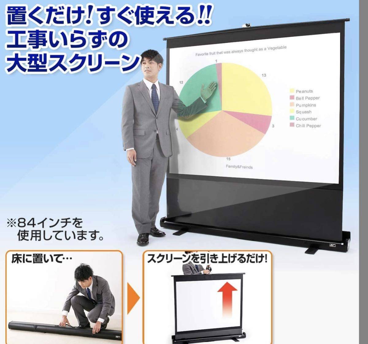 床置き型のプロジェクタースクリーン80インチ 家電、AV、カメラ 映像