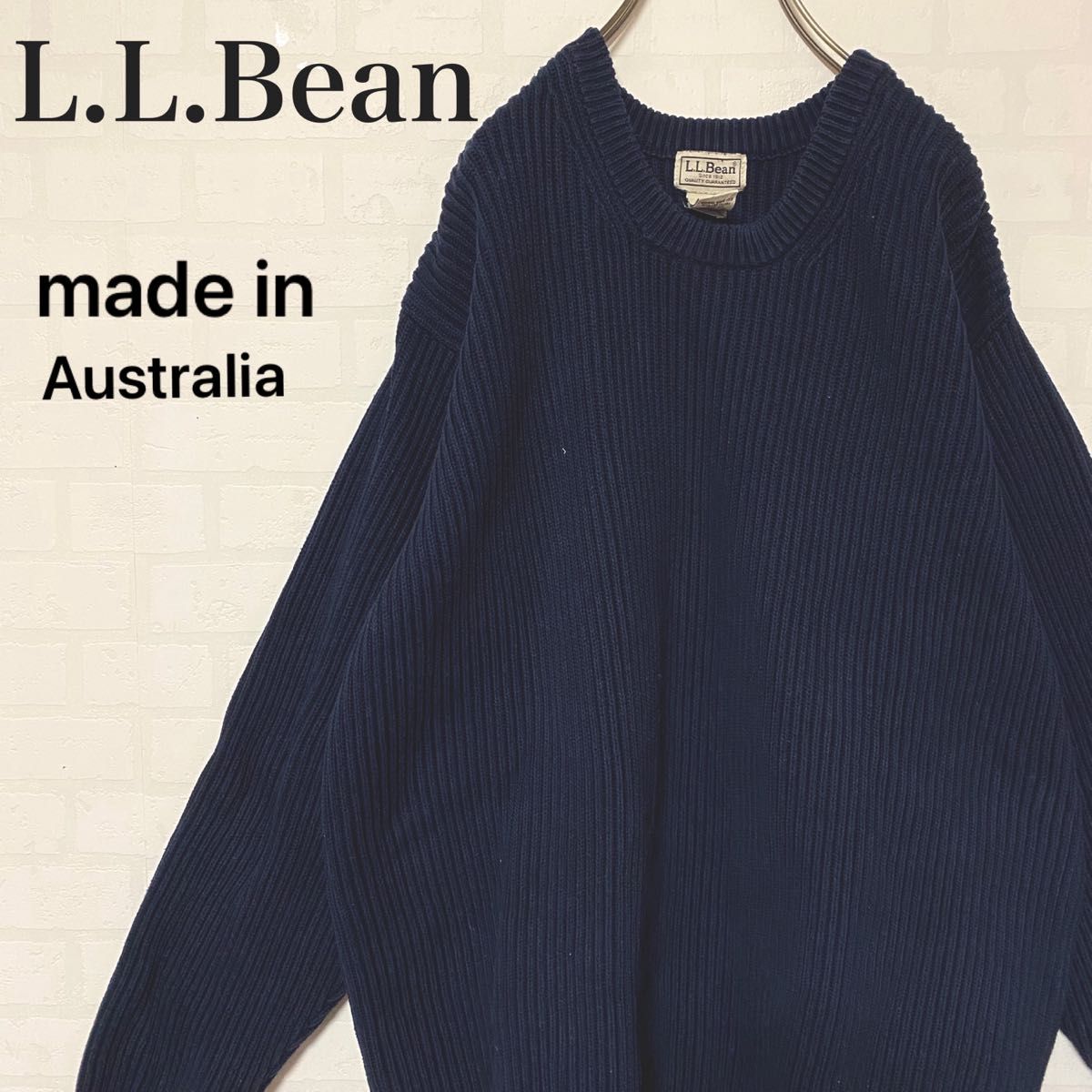 used L.L.Bean エルエルビーン オーストラリア製 コットンニット クルーネックニット 紺 XXL 