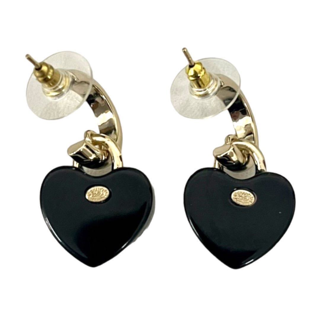 最新な GOLD 【未使用】CHANEL ピアス フープ 黒 ハート ビッグ 未使用