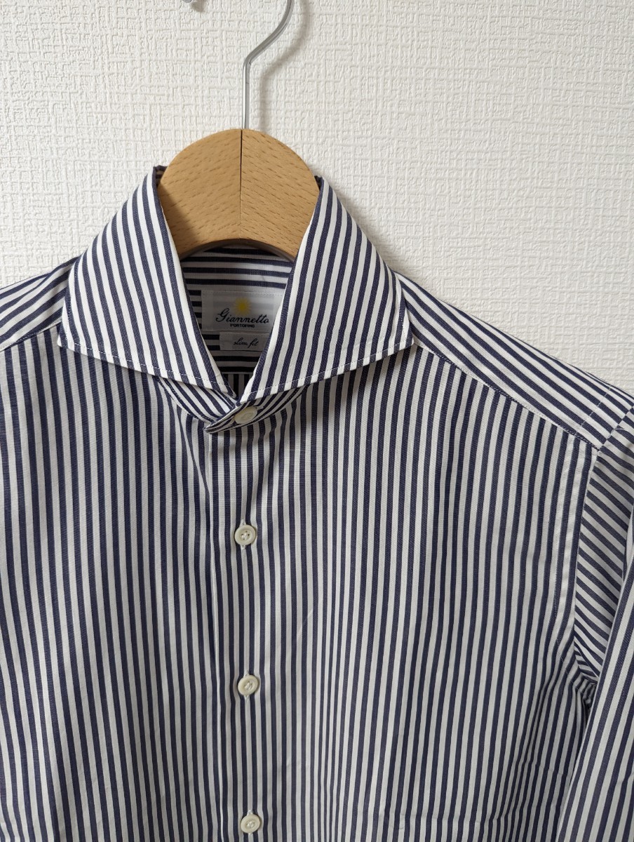 uota01様 美品 Giannetto ジャンネット シャツ 37 ネイビー ロンドン