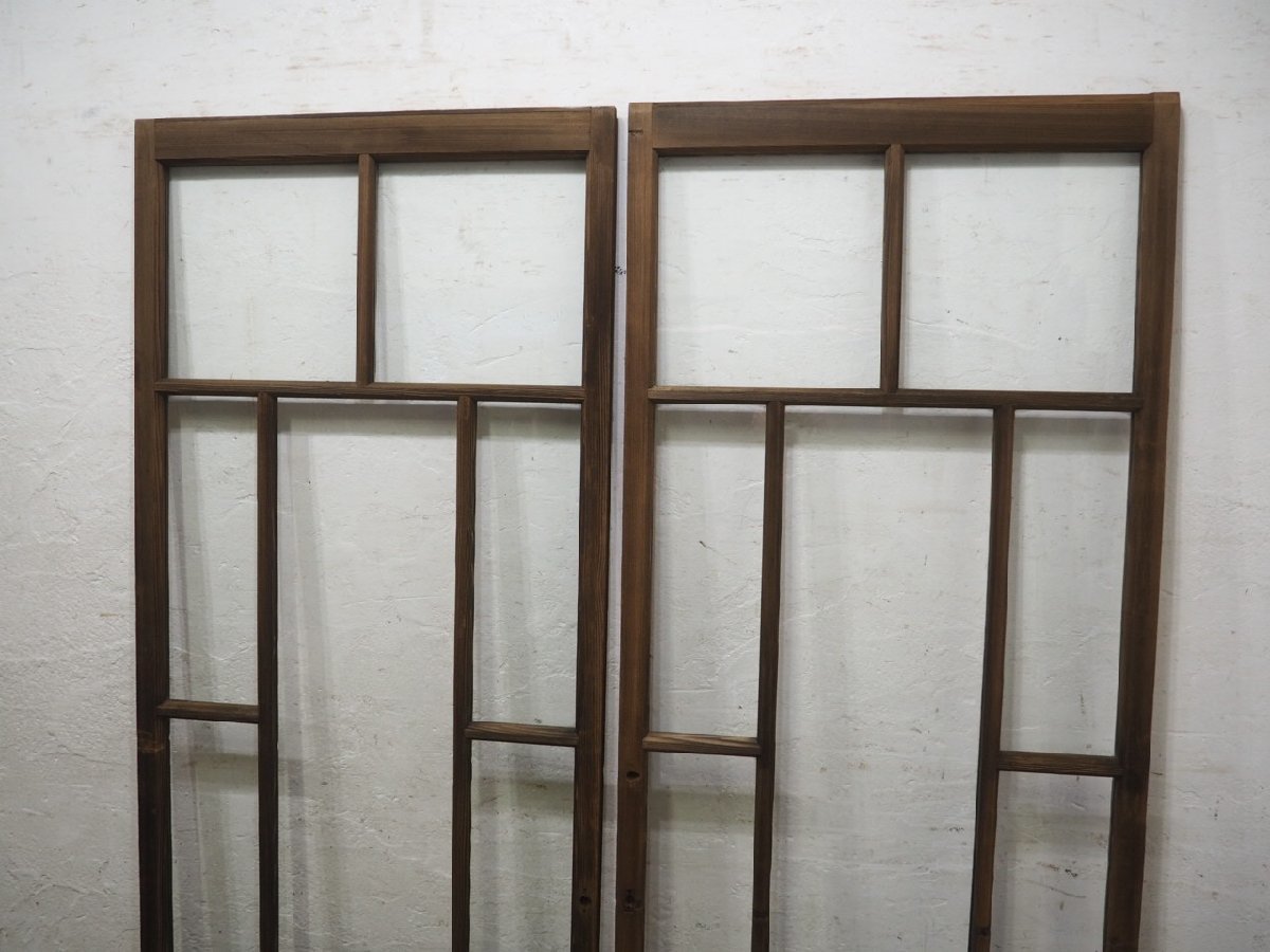 taJ0178*(1)[H174,5cm×W67,5cm]×2 sheets * antique *.... glass. old wooden sliding door * old fittings wave glass door Taisho romance retro L pine 