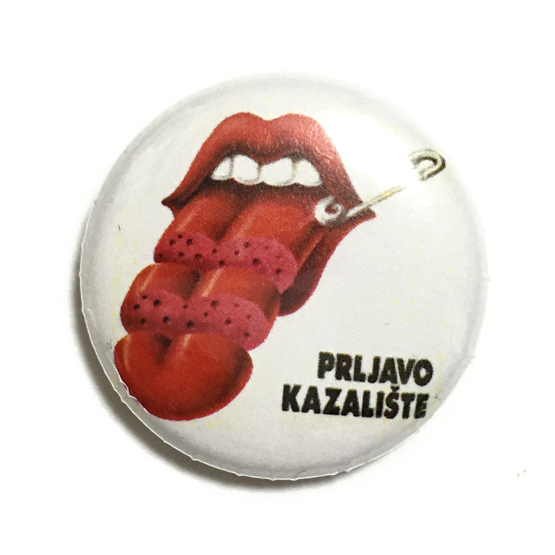 25mm 缶バッジ Prljavo Kazaliste Rolling Stones パロディジャケ Croatia R&R Punk Power pop ローリングストーンズ_画像1