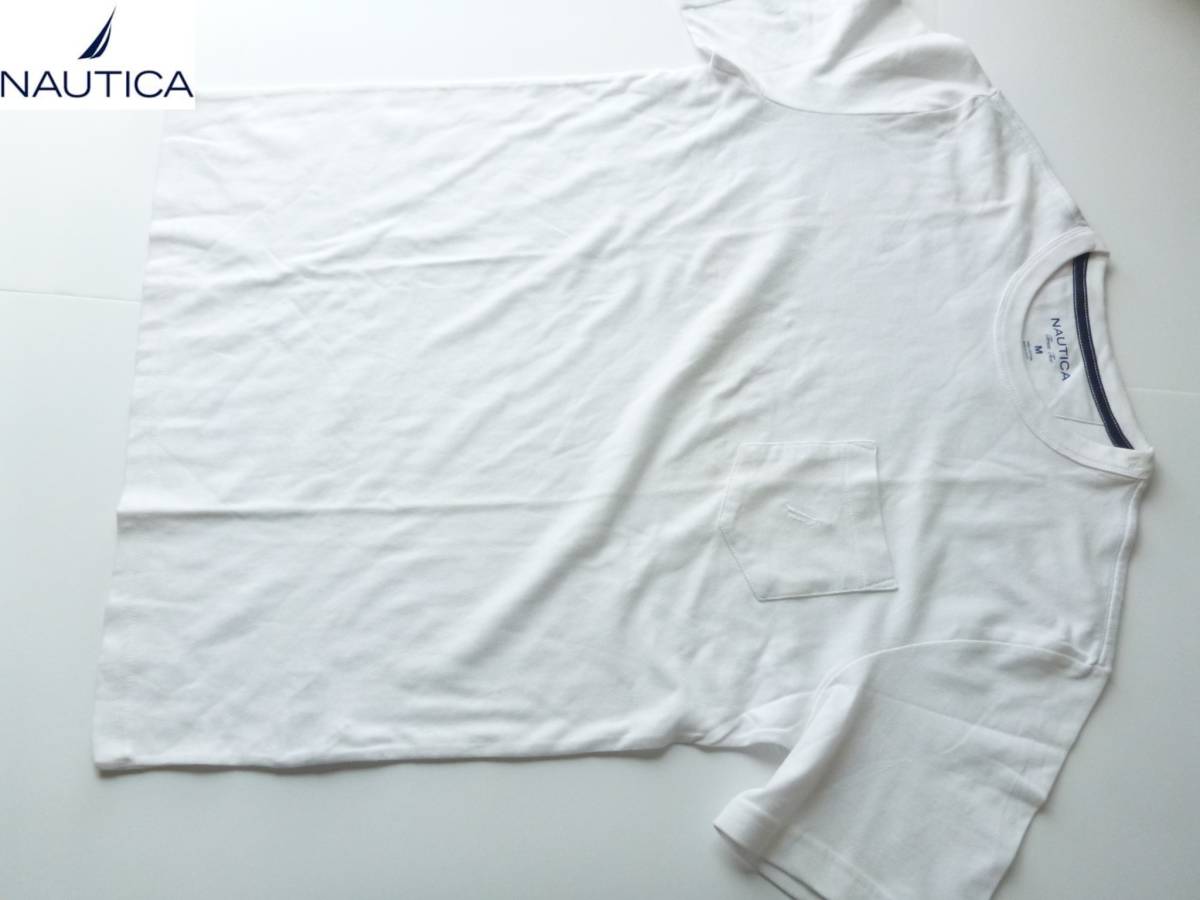 美品 NAUTICA（ノーティカ）★白　ホワイト　ポロシャツ生地　Tシャツ　M_画像1