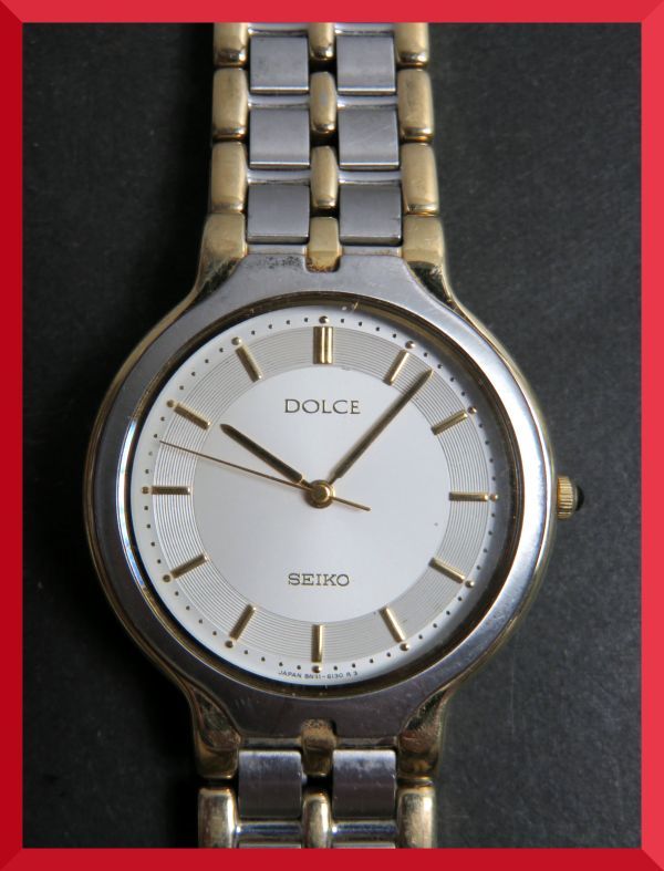 美品 セイコー SEIKO ドルチェ DOLCE クォーツ 3針 純正ベルト 8N41-6100 男性用 メンズ 腕時計 U308 稼働品