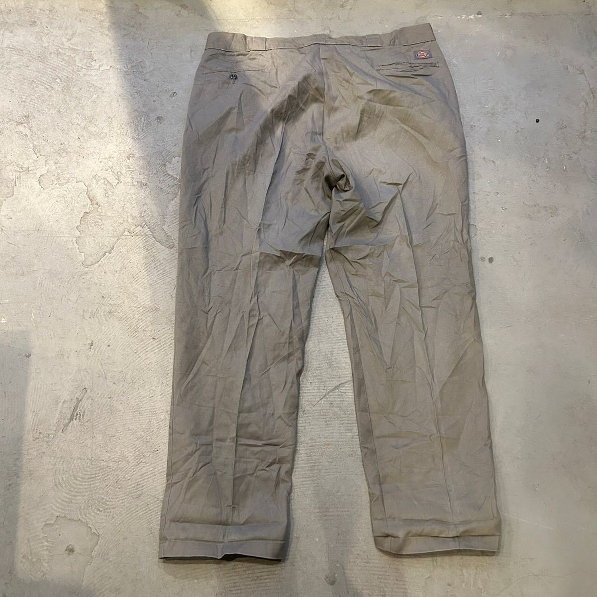 ディッキーズ Dickies ビンテージ 80s 90s ワークパンツ W44 チノ ジップフライ グレー アメリカ USA古着 ペインター コットンポリエステル_画像2