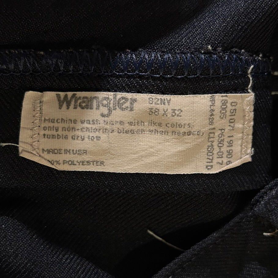 ラングラー Wrangler ビンテージ 80s 90s ランチャー 82NY ブーツカット スラックスパンツ W38 L32 スタプレ ネイビー USA製 ドレス フレア_画像3