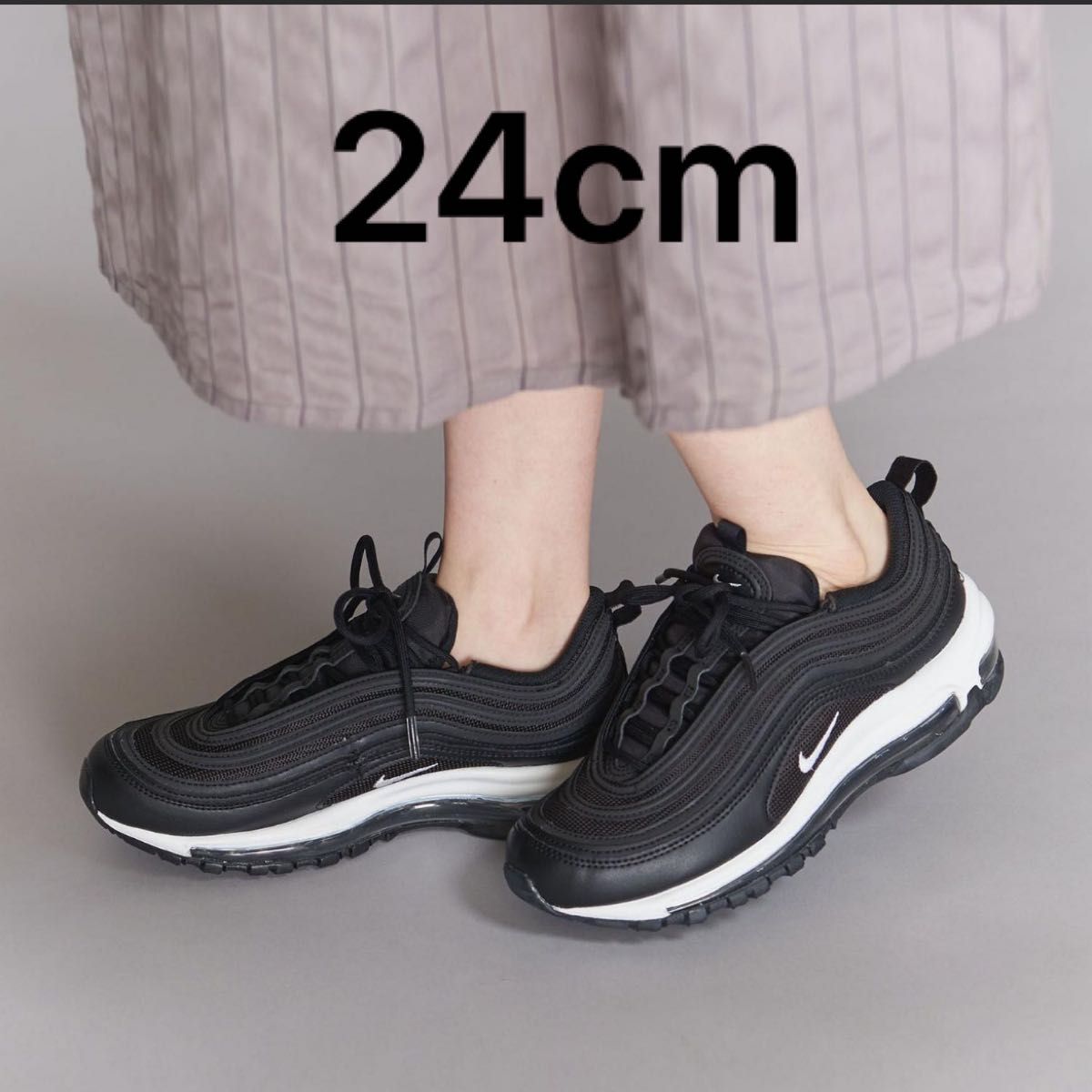 ナイキ エアマックス97 ブラック ブラック ホワイト W 24cm|PayPayフリマ