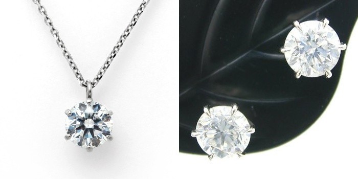 ダイヤモンド ネックレス ピアス 0.285ct Eカラー VVS2クラス 3EX