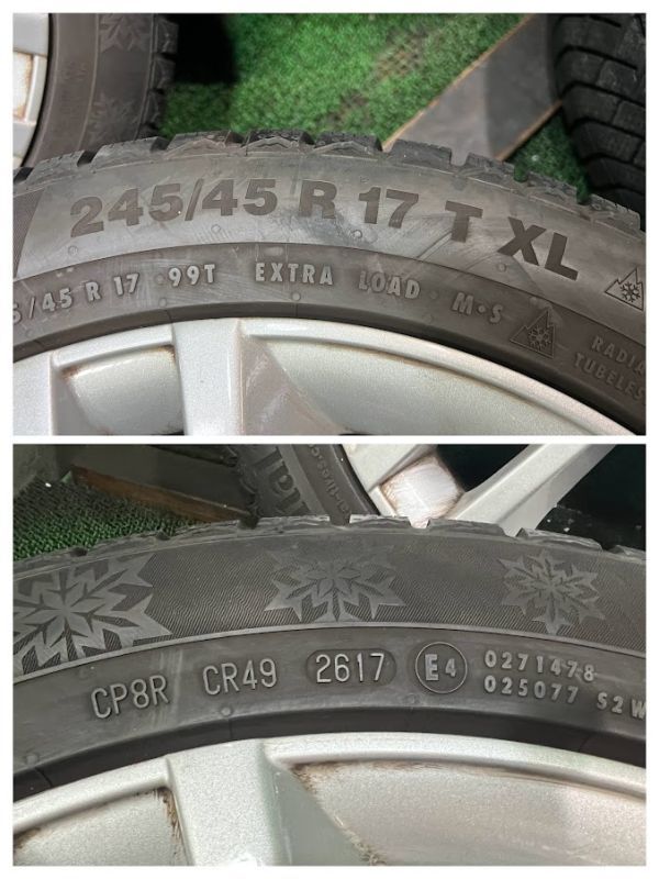 Eクラス　コンチネンタル　バイキングコンタクト6　245/45R17　アルミホイール付きセット　4本　5H/8J　ET48/112　スタッドレスタイヤ_画像6